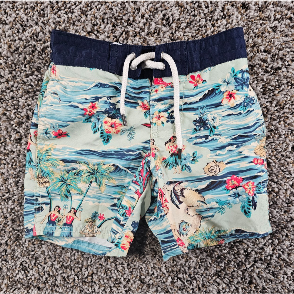 Polo Ralph Lauren Boys Sz 3T Swimsuit Swim trunks Surf Print